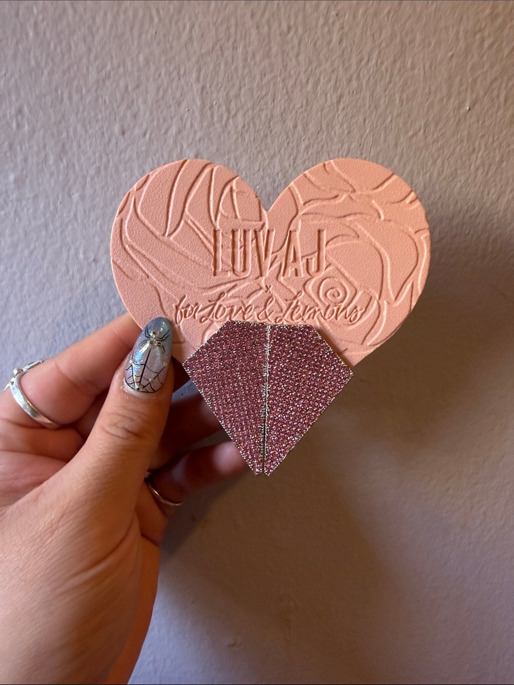 LUV AJ x For Love and Lemons Pink Diamond Shape Glitter Earrings